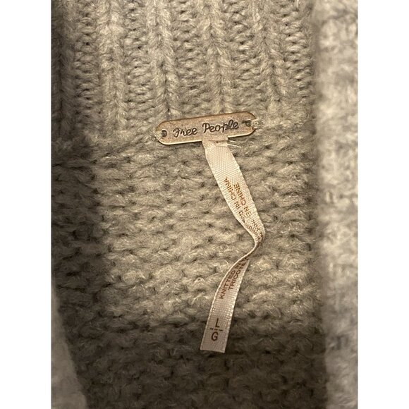 Free People Gray Chunky Knit Mock Neck Sweater Women’s L Acrylic Cozy Pullover - Picture 4 of 7